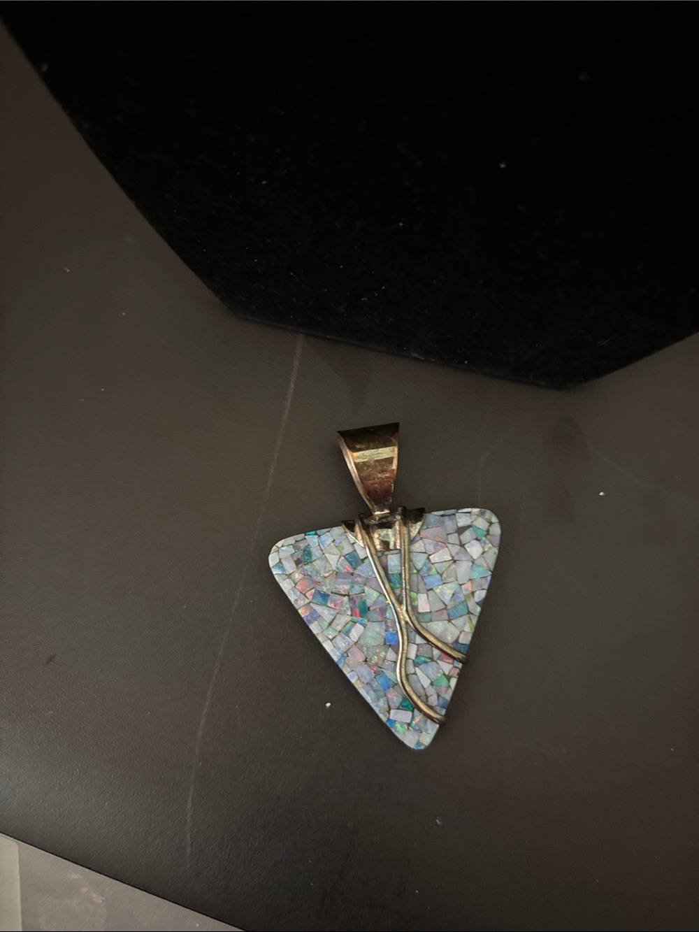 Jay King Silver Triangular Mosaic Opal Pendant - Blue Tones